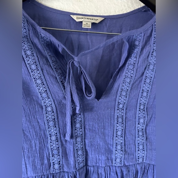 Counterparts Blue Whimsical Bell Sleeve Blouse Embroidered Medium Fairy Cottage - Picture 7 of 16